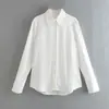Camisa de mujer nueva estilo europeo y americano 2024, manga larga, textura de satén de seda 8379