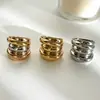 Anillo de Acero de Titanio Trenzado Multicapa, Chapado en Oro de 18 Quilates, No se Desvanece, Versión Ancha, Anillo para Mujer, Joyería de Lujo Ligero Europea y Americana, Venta al por Mayor de una Pieza