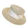 Sombrero de copa de paja francés para mujer, sombrilla de verano, protector solar, sombrero de copa plano para mujer, sombrero de sol de ala plana británico para vacaciones en la playa Tide