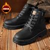 Botas Calzado de Hombre Invierno Caña Alta Ropa de Trabajo Británica Botas de Ruibarbo Zapatos de Algodón Engrosados para Hombre Botas de Nieve Cálidas con Forro de Lana