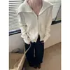 Ahora el Nuevo Suéter Cardigan de Punto Elegante Estilo Europeo para Invierno 2025 con Solapa Grande, Color Sólido y Doble Cremallera