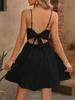 Ropa de Mujer Amazon 2025 Nuevo Estilo Resort Sexy Lazo Color Sólido Falda de Tirantes con Dobladillo Ancho Falda de Playa Sanya