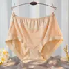 Ropa Interior de Seda de Hielo para Mujer Cintura Alta Abdominal Levantamiento de Cadera Sin Costuras Encaje Jacquard Alta Elasticidad Algodón Puro Bacteriostático Entrepierna Calzones para Mujer