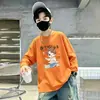 Camiseta básica de algodón puro de manga larga, ropa infantil estilo primavera y otoño, camiseta interior para niños, top para niños, diseño de dibujos animados moderno para niños mayores