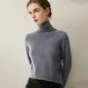 Nuevo jersey de punto para mujer 100% cachemira pura para otoño e invierno con cuello alto apilado, suéter cómodo y agradable para la piel para usar en capas