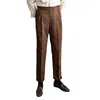 Los Mismos Pantalones Casuales Rectos de Cintura Elástica para Hombre de Primavera y Otoño Estilo Retro Británico Versátiles Marrón