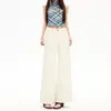 Calça Jeans Reta Off-White para Mulheres, Temporada de Primavera, Tamanhos Altos, Cintura Alta, Emagrecedora, Calça Pantalona de Comprimento Total, Atacado em Estoque