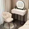 Tocador para apartamentos pequeños, dormitorio estrecho y compacto, estilo minimalista moderno, lujo ligero, gama alta, con escritorio de losa de roca y tocador integrado