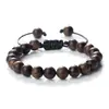 Pulseras Tejidas Elásticas con Cuentas de Madera Pura para Hombres y Mujeres Pulseras de Negocios Cuerda Elástica Ajustable para la Mano Pulseras de Rosario