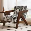 Cadeira Sofá de Madeira Maciça Estilo Nórdico Sala de Estar Estilo Meio do Século Cadeira Individual Confortável Varanda de Casa Richard Cadeira com Encosto de Lazer