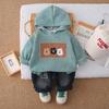 Ropa Hermosa para Niños Niños Ropa de Primavera y Otoño 2025 Nuevo Estilo Traje Bebé Otoño Dibujos Animados con Capucha Conjunto de Dos Piezas Venta al por Mayor