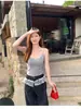 Camisola para Mujer para Usar por Encima o Como Capa, Estilo Verano, Estilo Puro Deseo, Encaje de Moño Estilo Americano, Falsa Prenda de Dos Piezas, Top Corto Estilo Chica Picante
