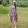 2026 Nueva Bata de Noche Estilo Chino para Mujer, Verano Algodón Seda Vintage Manga Media Vestido para Casa, Talla Grande Holgado Vestido para Mamá