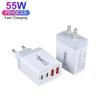 Dedicado transfronterizo al adaptador de corriente PD55W nitruro de galio GaN de alta potencia cargador para laptop y teléfono móvil.