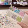 Nuevas Decoraciones de Uñas con Cuentas de Vidrio de Colores, Decoraciones para Uñas con Cuentas de Burbujas Aurora Dopamina Mixtas de 6 Compartimentos