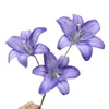 Flores Artificiales con 3 Cabezas, Lirios Grandes Estilo Monet para Decoración del Hogar, Decoración de Bodas, Arreglos de Flores Artificiales, Accesorios Hechos a Mano para Fotografía