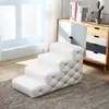 Escaleras para perros mascota escalón de esponja marco de madera cama empotrada en ladrillo escalera alfombrilla para perros medianos y pequeños perro trepador perro