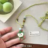 Super Fofo~ Colar Maçã Verde Fofo e Infantil para Mulheres, Design de Nicho, Colar Elegante, Acessórios de Suéter para Garota Doce