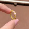 Anillo Estilo Antiguo Flor de Durazno Registro de Primavera Duraznito Borracho Anillo para Dedo Flor Fresca Anillo para Dedo Índice Esmaltado Venta Directa de Fábrica