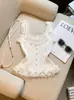 Camisola con Adorno de Encaje para Mujer, Top de Punto Corto sin Mangas de Verano Ajustado para Chicas a la Moda