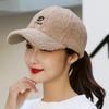 Gorro de Lana de Cordero para Mujer Otoño e Invierno Estilo Coreano Moderno Letra ins Cara Pequeña Gorro Cálido Gorra de Béisbol de Felpa a la Moda