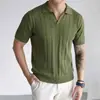 2026 Verão Transfronteiriço Amazon Listrado 3D Moda Versátil Tricô Manga Curta Suéter Cardigan Top para Homens
