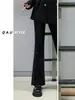 Look Slim Borda de Pelo Jeans Micro-Lar Feminino Verão Fino Plus Size Menina Cheinha Formato Pera Cintura Alta Elástico Calça Flare