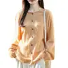 Suéter de punto para mujer, 100% lana pura cepillada, cuello redondo, borde enrollado, casual, corte holgado, con estampado floral, abrigo suéter de alta gama
