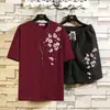 Conjunto Esportivo Casual Masculino de Verão Camiseta de Manga Curta Shorts Conjunto de Duas Peças Solto Respirável Estilo Chinês Par Conjunto Completo