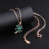 Colar Difeng S999 Prata Esterlina Trevo de Quatro Folhas Feminino Estilo Coreano Coração de Esmeralda Zircônia em Forma de Coração Corrente para Clavícula Colar Mori Vintage