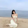Nuevo Traje de Baño para Mujer con Diseño de Nicho, Para Tomar Fotos en Vacaciones en la Isla, Top de Encaje Sexy sin Tirantes con Abertura, Traje de Baño para Aguas Termales al por Mayor