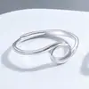 Anel irregular em onda estilo minimalista DIY âmbar, com cravação vazia de fundo plano S925 prata de lei maciça 4x6/6x8mm
