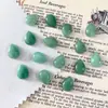 Suministro Directo de Fábrica Anillo Ovalado de Aventurina Verde Multitamaño Superficie de Aventurina Incrustada con Cuentas Redondas de Mesa Joyería DIY