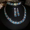 Aretes Anillo Ovalado de Zirconia Collar para Mujer Personalizado Exquisito Moda Cadena para Clavícula Set de Joyería de Lujo Ligero Gama Alta