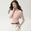 Suéter Yangzi de lana 100% pura, hilado fino, sin costuras, calibre 18, para mujer, estilo fino, escote asimétrico, corte ajustado, capa base, ropa interior