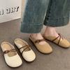Mules versátiles de verano tipo Mary Jane de punta cerrada para mujer, Nuevas 2025, Pantuflas planas sin cordones con suelas suaves