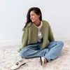 Nuevo Suéter Cardigan de Felpa de Botones Sencillos Estilo Perezoso Chic Suave Europeo y Americano Transfronterizo Otoño/Invierno 2026 para Mujer
