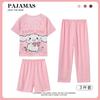 Pijama de Tres Piezas para Niñas 2025 Nuevo Verano Delgado Manga Corta Pantalones Niña Primavera y Otoño Ropa de Hogar
