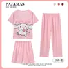 Pijama de Tres Piezas para Niña 2025 Nuevo Verano Delgado Manga Corta Pantalones Trajes para Niña Ropa de Casa para Usar Afuera