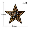 Sello de Bordado por Computadora Estrella de Cinco Puntas Transfronterizo de Comercio Exterior Parche de Tela Bordado con Hilo Dorado y Plateado Parche Decorativo para Ropa Chaqueta Insignia