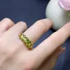 Anillo nuevo de peridoto natural con incrustación de plata S925, piedra principal de 4x6 mm, joyería versátil de moda para mujer al por mayor