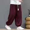 Calça versátil de veludo cotelê com estampa tie-dye estilo chinês, adequada para outono e inverno, disponível em tamanhos grandes, estilo casual, solto e de perna reta para homens