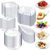 Varios Platillos para Salsa Tazas Cuadradas Tazas para Mousse Plástico Transparente Vajilla Platos para Postre Platos Pequeños para Aperitivos de Fiesta con Cuchara