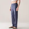 Pantalones de pijama de algodón puro para hombre para primavera, otoño y verano, talla grande, pantalones largos casuales, corte holgado, adecuados para usar fuera, estilo fino, pantalones de casa para hombre