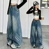 Jeans Holgados de Pierna Ancha para Niñas de Primavera y Otoño, Pantalones Largos a la Moda y Geniales para Niñas Mayores, Pantalones Casuales de Estilo Coreano Azul Claro