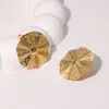 Pendientes de Acero Inoxidable de Venta Caliente Europeos y Americanos para Mujer, Modernos y Versátiles, Creativo Diseño de Hoja de Loto, Joyería de Mano de Acero de Titanio Dorado de 18K Que No Se Desvanece