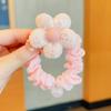 Cuerda para la Cabeza para Niñas Coreana Linda Bolas de Flores con Lentejuelas Lazo para el Cabello Alta Elasticidad Accesorios para el Cabello de Cola de Caballo para Niñitas