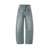 Estilo Old Money Nuevo Otoño Estilo Americano Jeans Sueltos Rectos para Hombre, Pantalones Largos de Pierna Ancha Lavado Vintage