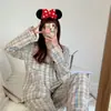 Corea del Sur Dongdaemun Pijamas Nuevos para Mujer Ins Cuadros Rosas y Verdes Ropa de Casa Se Pueden Usar Afuera Cárdigan Fabricante de Ropa Lista Venta al por Mayor