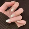 Manicura Color Nude Hecha Completamente a Mano Estilo Corto Usable Estilo Año Nuevo 2025 Gama Alta Exquisita Primavera y Verano Color Puro Blanqueador